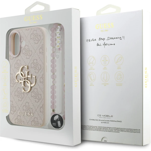 Guess PU 4G Metal Logo Strap kryt iPhone 17 ružový - Puzdra - Obrázok 62d20818481a496994e93fd96d01aa6e
