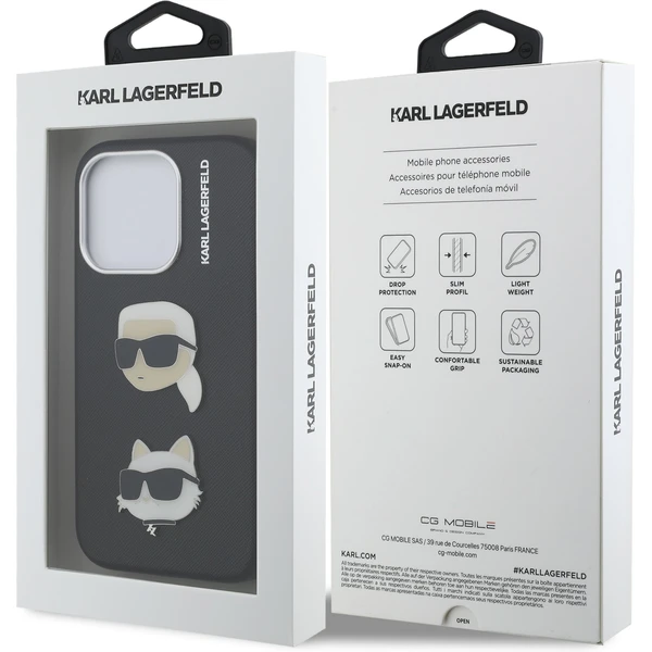 Karl Lagerfeld Grained PU K&CH Heads kryt iPhone 15 Pro Max čierny - Puzdra - Obrázok 62f5eb7c76764d4681c78c85c99b744a