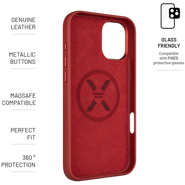 FIXED MagLeather kožený kryt s MagSafe Apple iPhone 16 Plus červený - Puzdra - Obrázok 62f62c66ae5e44b38369be0dba253f3c