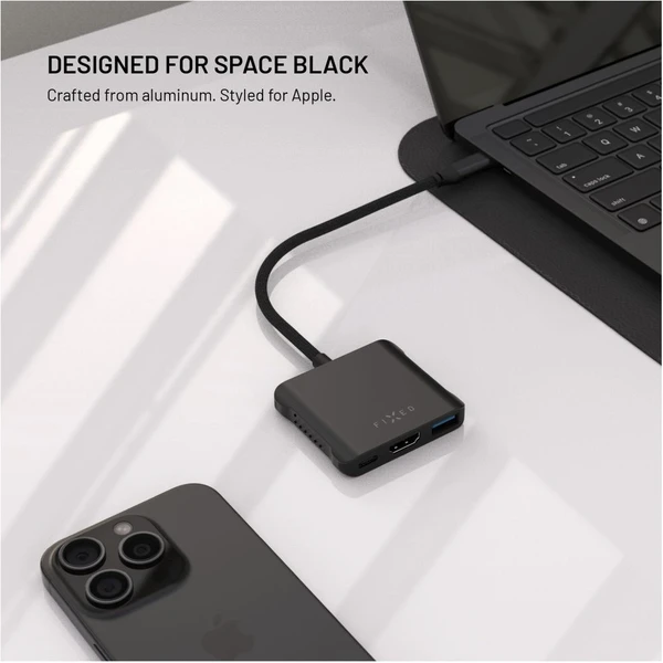FIXED HUB Quadri hliníkový USB-C hub pre notebooky, 140W, PD 3.1, vesmírne čierny - USB huby - Obrázok 630a7c30e9a54e38b88a62a6c2dd7479