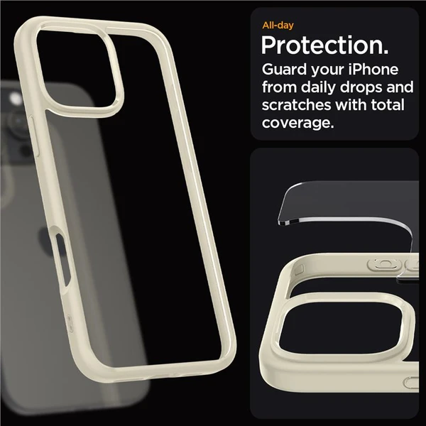Spigen Crystal Hybrid kryt iPhone 16 Pro Max mute beige - Puzdra - Obrázok 63408110d82e4c318d006f8a4c704818