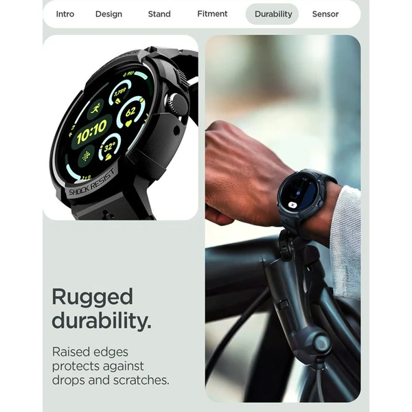 Spigen Rugged Armor Pro + Stand, matná čierna - Google Pixel Watch 5/4 45mm - Puzdra - Obrázok 637e96fbbdff441181c4770ac09c47ea