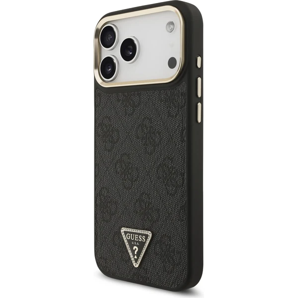 Guess PU Leather 4G Triangle Logo Gold Frame MagSafe kryt iPhone 17 Pro Max čierny - Puzdra - Obrázok 6380d07a1f6a4e9e851a30b02ba3591a