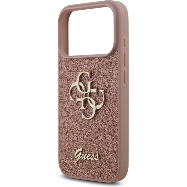Guess PU Fixed Glitter 4G Metal Logo kryt iPhone 17 Pro ružový - Puzdra - Obrázok 638e50457fd44c3ea33ad1d32b10e177