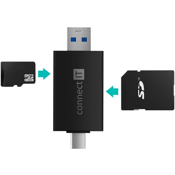 CONNECT IT USB-C/USB-A čítačka kariet - Čítačky pamäťových kariet - Obrázok 63N0000J01