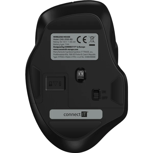 CONNECT IT Dual SmartSwitch bezdrôtová myš, USB-A + C (+1x AA batéria zadarmo) červená - Myši - Obrázok 63N0000P01