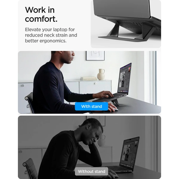 Spigen Slim Fold Laptop Stand LD201-S6 stojan čierny - Stojany - Obrázok 63a835109f944e0ea817d9bb9bb22b8d