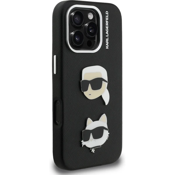 Karl Lagerfeld Grained PU K&CH Heads kryt iPhone 16 Pro Max čierny - Puzdra - Obrázok 63ca932d0c0a4d959393e33d086eeead