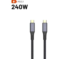 FIXED Media Cable opletený kábel USB-C/USB-C, PD 3.1, USB4 Gen3 40Gbps, 8K(60Hz),240W, 35cm, čierny - Káble a redukcie