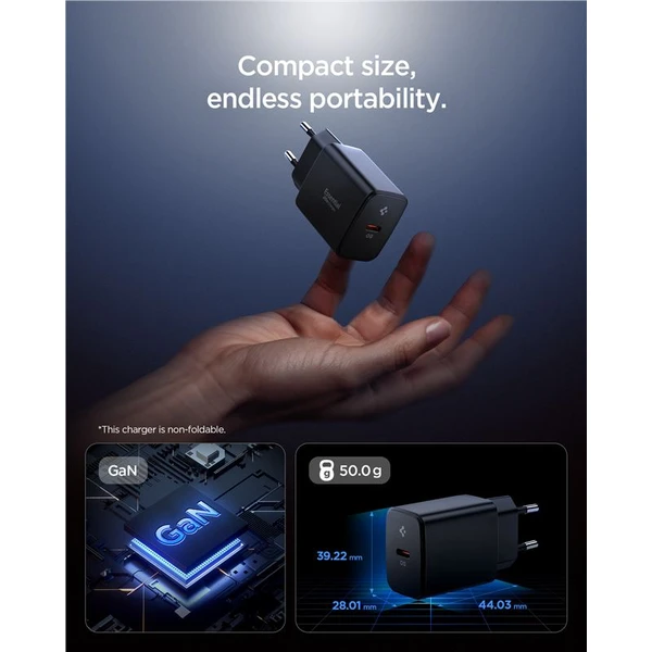 Spigen Essential 20W USB-C nabíjačka (EE201EU) čierna - Nabíjačky - Obrázok 63fa9141de604ad7b7b6501056b454c1