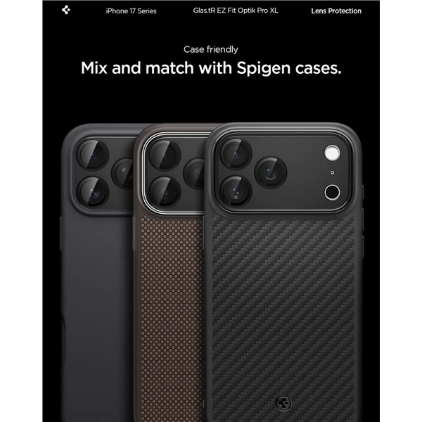 Spigen Glass TR EZ Fit Optik Pro XL sklo na fotoaparát iPhone 17 Pro čierne - Ochranné fólie a sklo - Obrázok 6411901deaeb48f28475f25e9865f1e8