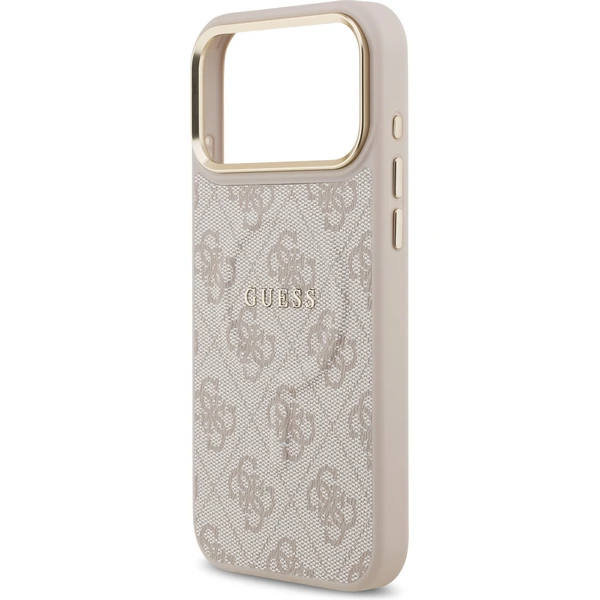 Guess PU Leather 4G Gold Frame MagSafe kryt iPhone 17 Pro Max ružový - Puzdra - Obrázok 64169071d46a4fffb1693ac064330346