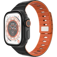 Magnetický remienok FIXED Silicone Magnetic Strap pre Apple Watch 44/45/46/49mm, čierny - Remienky