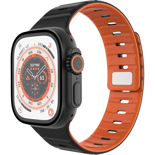 FIXED Silicone Magnetic Strap remienok Apple Watch 44/45/46/49mm čierny - Remienky - Hlavný obrázok