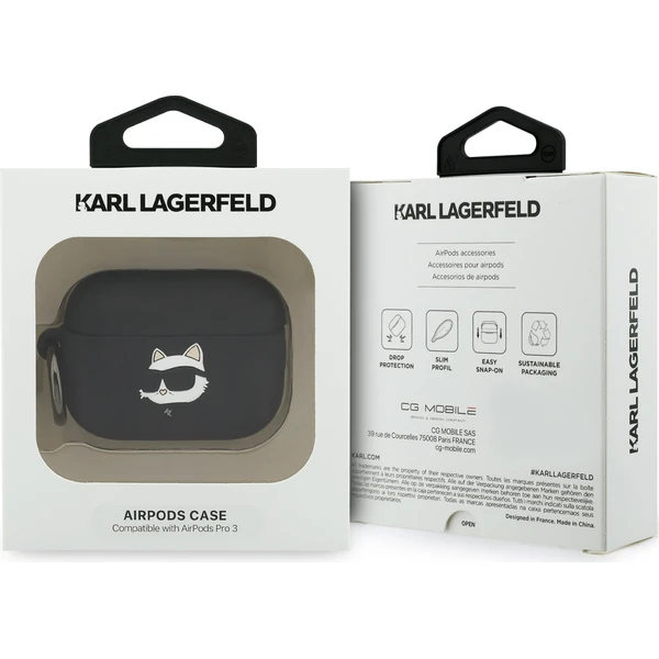 Karl Lagerfeld 3D Logo NFT Choupette Head silikónové puzdro pre AirPods Pro 3 čierne - Puzdra - Obrázok 646b6ecb0ada4a2085ea2772eddccd02
