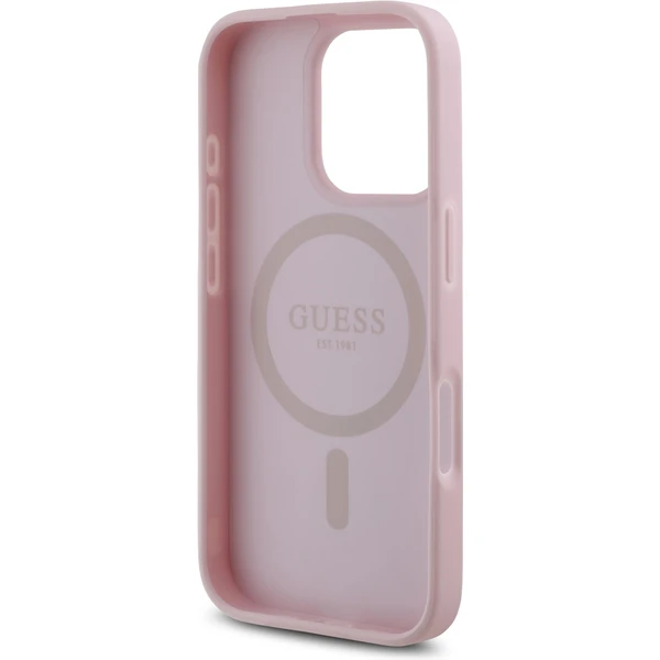Guess PU Grained 4G Small Metal Logo MagSafe kryt iPhone 16 Pre Max ružový - Puzdra - Obrázok 647c7ac1f1254697a54b4946fca4b46a