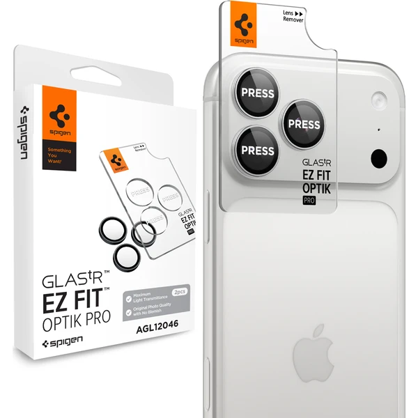 Spigen Glass tR EZ Fit Optik Pro 2 Pack sada skiel iPhone 18 Pro Max/18 Pro strieborná - Ochranné fólie a sklo - Hlavný obrázok