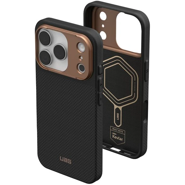 UAG Fibr Armr MagSafe kryt iPhone 17 Pro kevlar čierny/bronzový - Puzdra - Obrázok 649b03798ea74f6194f03b4515827ffb