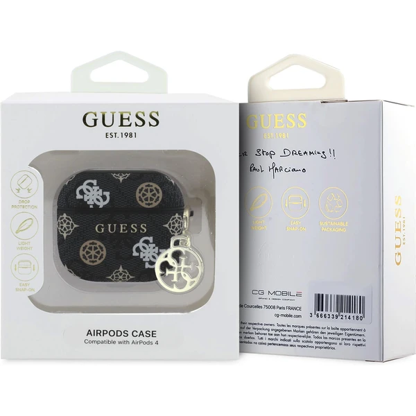 Guess PU 4G Peony Charm puzdro AirPods 4 čierne - Puzdra - Obrázok 649c78d1c45a43dfa1841873f3471083