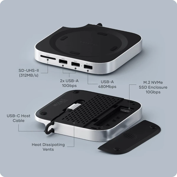 Satechi Mac Mini M4 Stand & Hub s SSD Enclosure biely - USB huby - Obrázok 64BF000O01