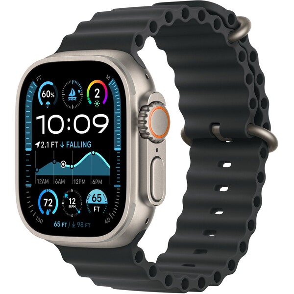Apple Watch 49/46/45/44mm čierny oceánsky remienok s prírodným titánom