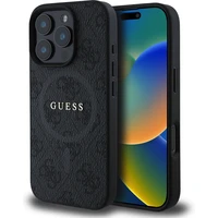Guess PU Leather 4G Colored Ring MagSafe kryt iPhone 16 Pro čierny - Puzdra