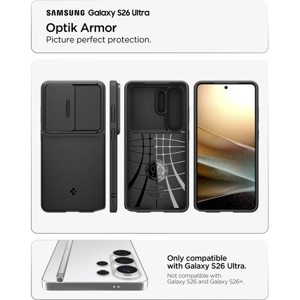 Spigen Optik Armor kryt Samsung Galaxy S26 Ultra čierny - Puzdra - Obrázok 64e040cdce0f4cb784d971ae2df9e653