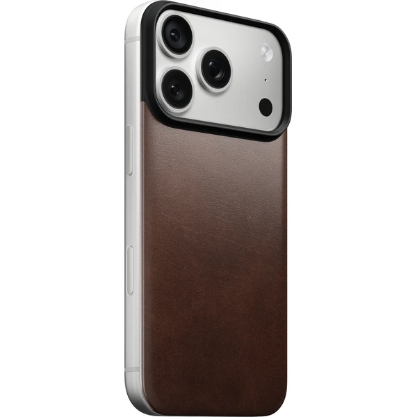 Nomad Magnetic Leather Back (Horween) MagSafe kožený kryt iPhone 17 Pro/18 Pro Rustic Brown - Puzdra - Hlavný obrázok