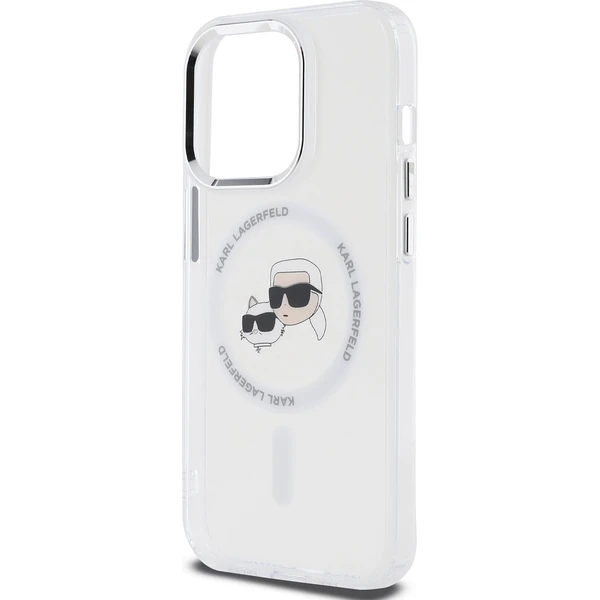 Karl Lagerfeld IML K&CH Heads Metal Frame MagSafe kryt iPhone 15 Pro číry - Puzdra - Obrázok 651ca897e6754e5785b703c224ef06d0