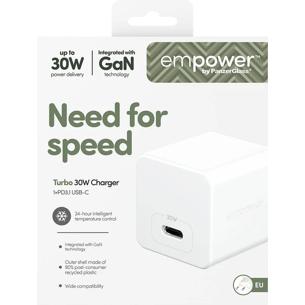 PanzerGlass® empower nabíjačka Turbo GaN (30 W) 1x USB-C, biela - Nabíjačky - Obrázok 653J000K01