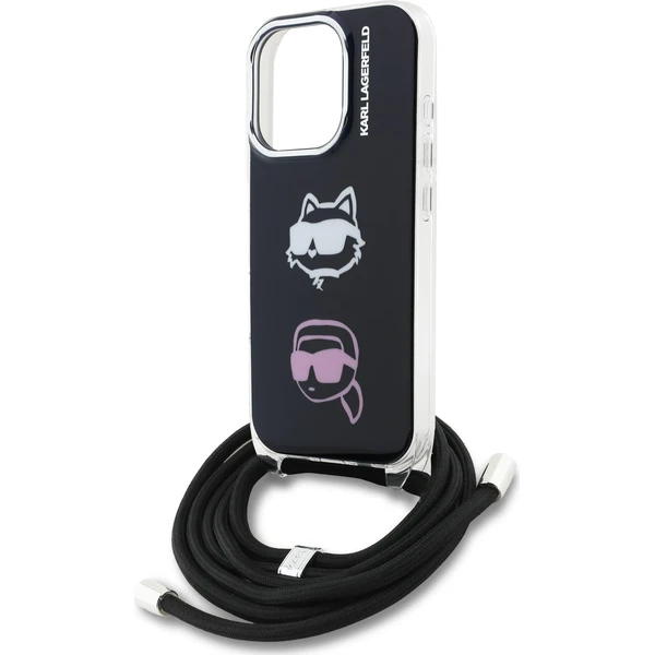 Karl Lagerfeld IML Crossbody K&CH Heads Zadný Kryt pre iPhone 16 Pro čierny - Puzdra - Obrázok 655a78363d9e45afb8b23c673feee432