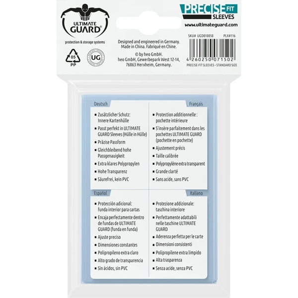 Ultimate Guard Precise-Fit Sleeves obaly na karty 100ks číre (64 x 89 mm) - Obaly na karty - Obrázok 65YB000N01