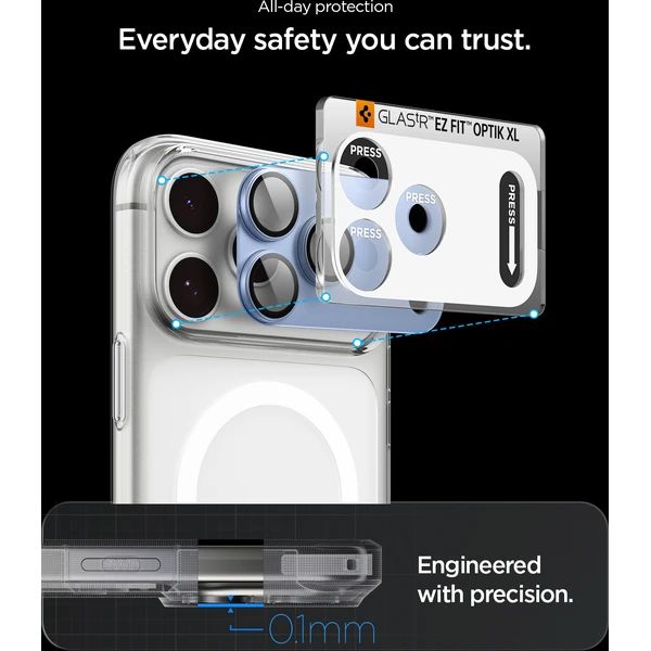 Spigen Glass tR EZ Fit Optik Pro XL 1 Pack sklo na fotoaparát iPhone 18 Pro strieborné - Ochranné fólie a sklo - Obrázok 65b72b6b5c6a445aac8914068e1bd14c