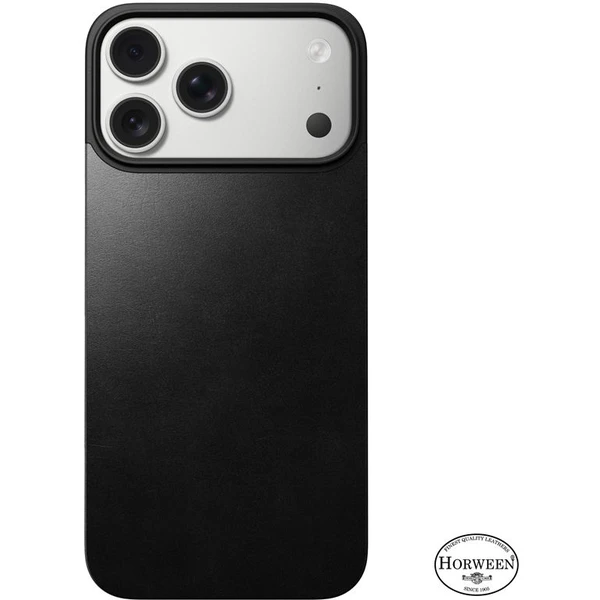 Nomad Magnetic Leather Back (Horween) Magsafe kožený kryt iPhone 17 Pro Max Black - Puzdra - Obrázok 65f75e8f25794e0f9926799636ca0810