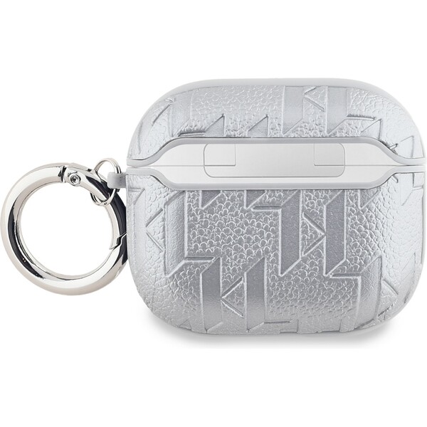 Karl Lagerfeld PU Embossed Karl Head puzdro AirPods 3 strieborné