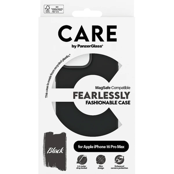 PanzerGlass® CARE kryt Apple iPhone 16 Pro Max MagSafe Fearlessly čierny - Puzdra - Obrázok 6608000P01