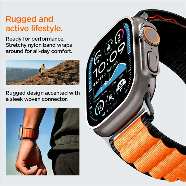 Spigen Fabric Band (hook) remienok Apple Watch 49/46/45/44mm čierny/oranžový - Remienky - Obrázok 661759619f364e99b94af0f9ad3d77ef