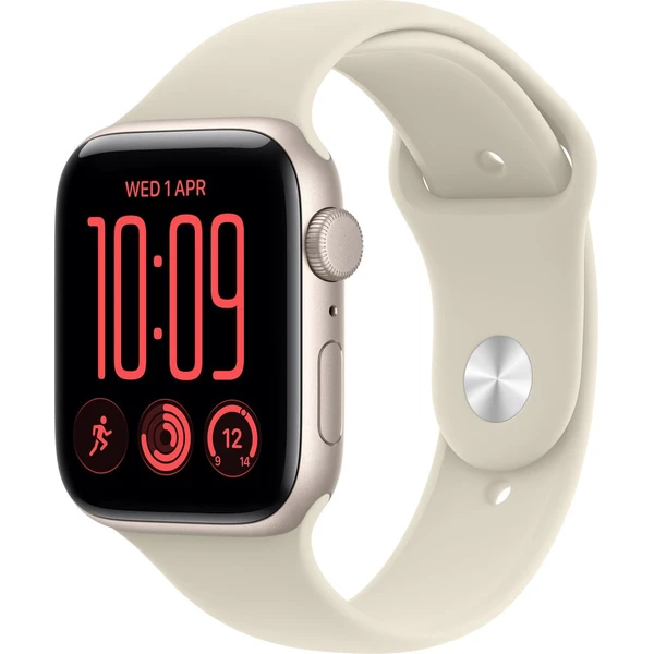 Apple Watch SE 3 (2026) 44mm Hvězdně bílý hliník s pískovým sportovním řemínkem M/L - Inteligentné hodinky - Hlavný obrázok
