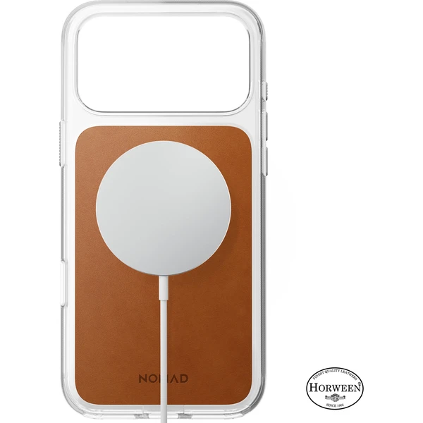 Nomad Clear Leather (Horween) MagSafe kryt iPhone 18 Pro Max Saddle - Puzdra - Obrázok 6670dc8373a64e00a43e9d1756b9bbbe