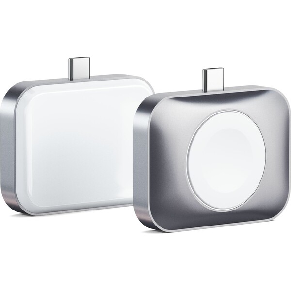 Satechi USB-C 2v1 bezdrôtová nabíjacia stanica pre Apple Watch a Airpods strieborná