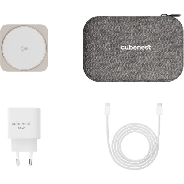 Cubenest SQ312 Fold Pro Qi2 (MagSafe) 3v1 magnetická nabíjačka titánová - Nabíjačky - Obrázok 66S8000J01