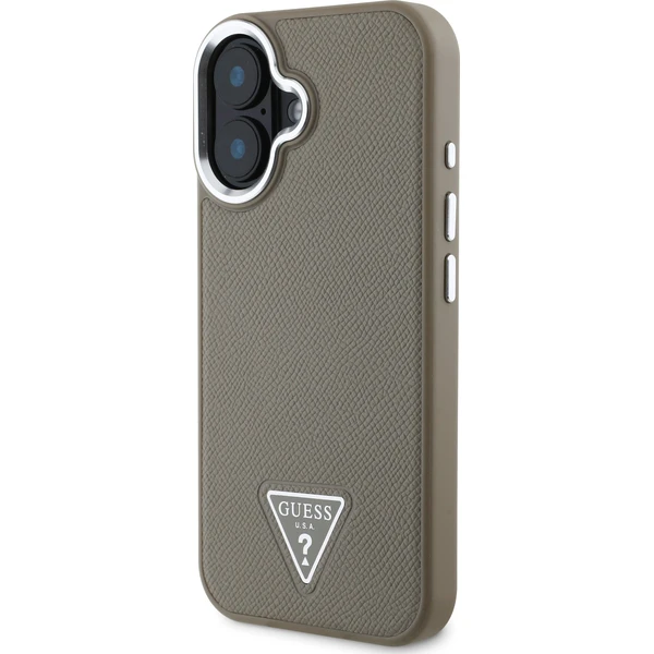 Guess PU Grained Triangle Logo kryt pre iPhone 16 hnedý - Puzdra - Obrázok 66ac45b3923b49e68c1a7ccc90dfbf3d
