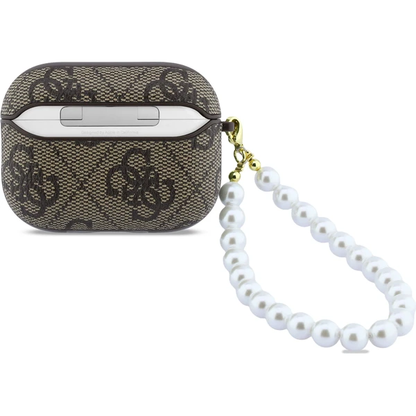 Guess PU 4G Classic Logo Pearl Strap puzdro AirPods Pro 3 hnedé - Puzdra - Obrázok 66bcdcc777404d0082f39c89c4ba5092