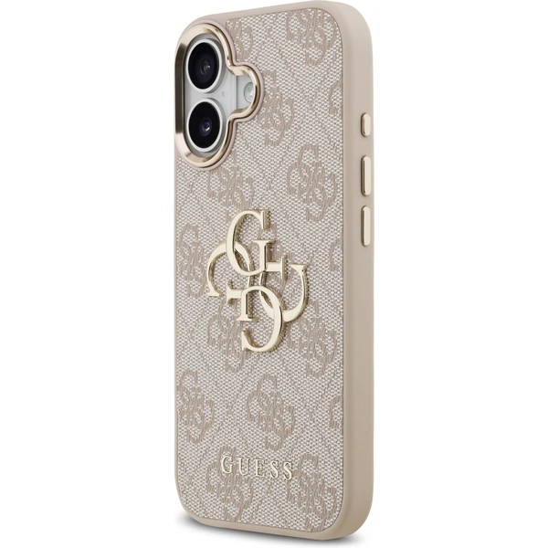 Guess PU Leather 4G Metal Logo Gold Frame MagSafe kryt iPhone 17 ružový - Puzdra - Obrázok 66d8c50708ae4bb59f00841752069869