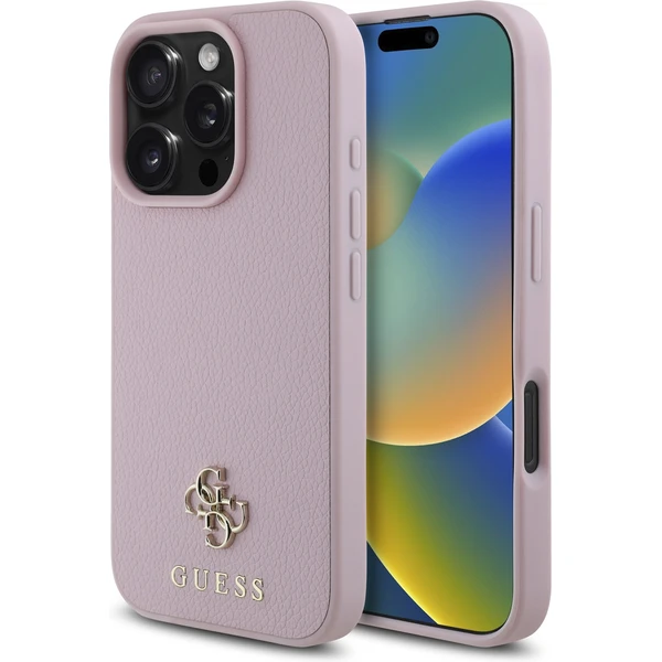 Guess PU Grained 4G Small Metal Logo MagSafe kryt iPhone 16 Pre Max ružový - Puzdra - Hlavný obrázok