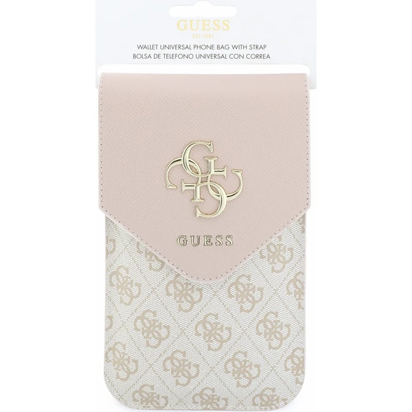 Guess PU Leather+Grained 4G Metal Logo taška na telefon růžová - Puzdra - Obrázok 671399e9d7f241be9f117d87314c61ab