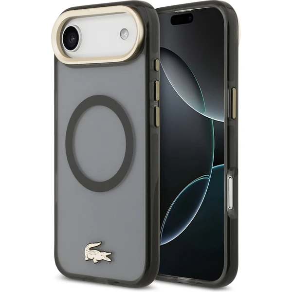 Lacoste PC/TPU Frosted Finish zlatý Logo MagSafe kryt iPhone Air čierny - Puzdra - Hlavný obrázok