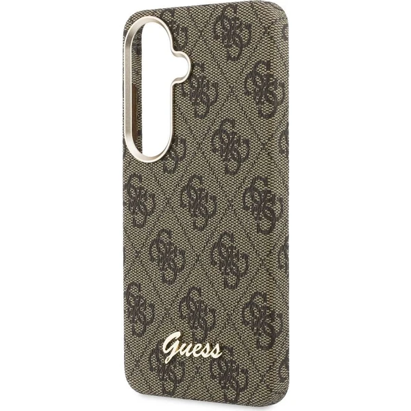 Guess PU 4G Script Metal Logo Magnetický kryt Samsung Galaxy S26 hnedý - Puzdra - Obrázok 673ab734f3a348afa898071d832fb01b