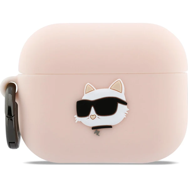 Karl Lagerfeld 3D Logo NFT Choupette Head silikónové puzdro pre AirPods Pro 3 ružové - Puzdra - Hlavný obrázok