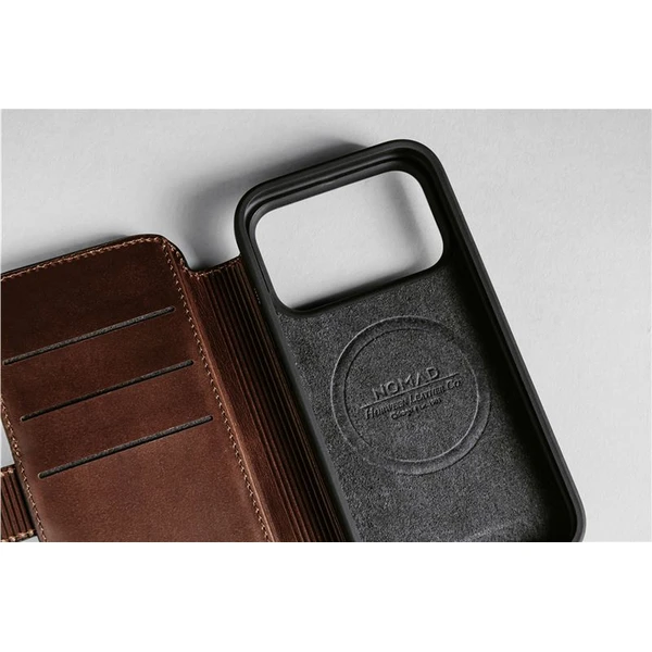 Nomad Modern Leather Folio (Horween) MagSafe kožené púzdro iPhone 17 Pro Rustic Brown - Puzdra - Obrázok 67f140ea61e9473181d0ac4050166e93